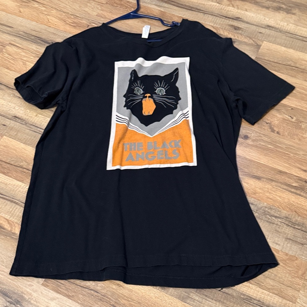 The Black Angels psyche/indie rock band tee. Bella Canvas brand black cat.
